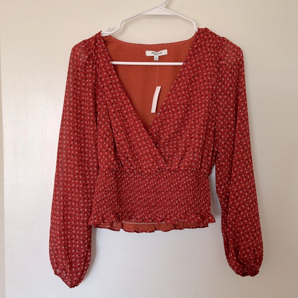 NWT: Red floral Madewell top